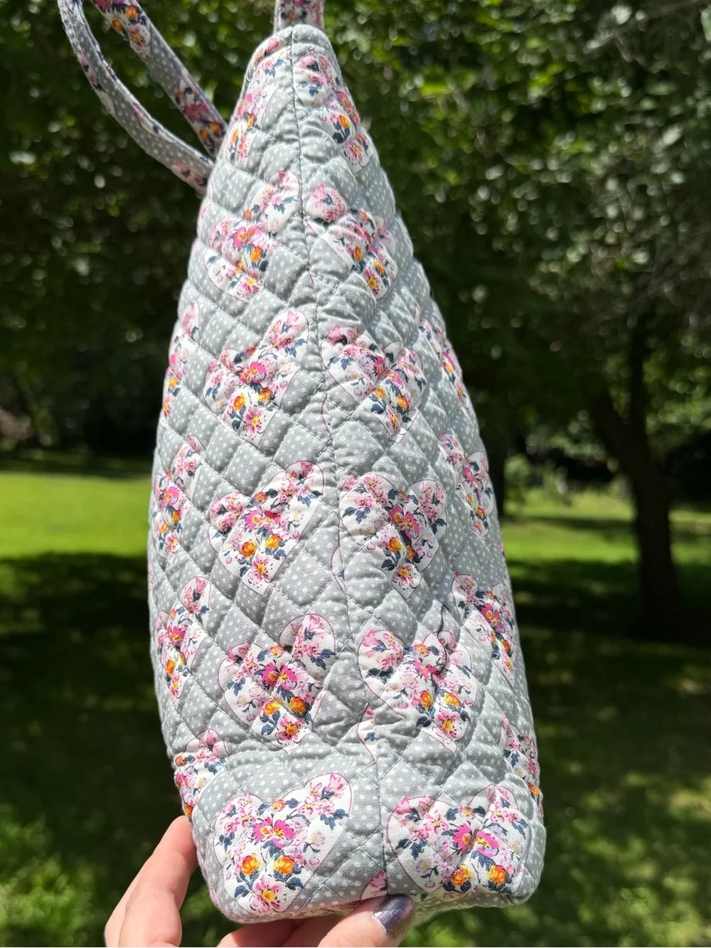 Vera Bradley Quilted Tote Mon Amour Gray Hearts NWT